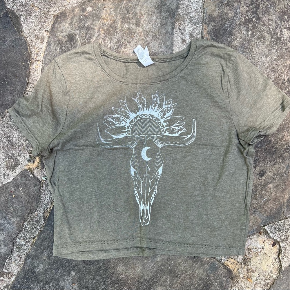 Cow skull crop top